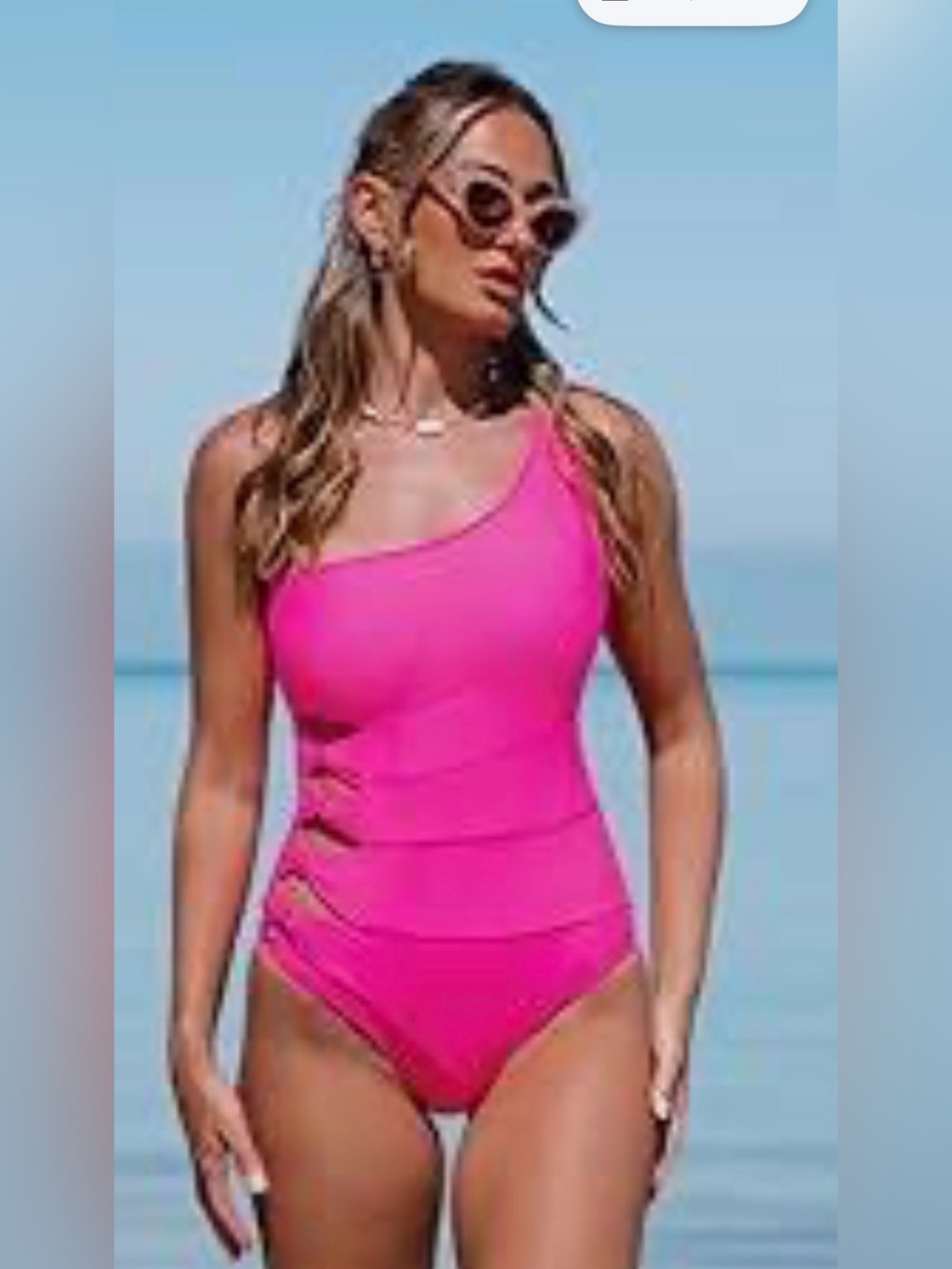 Popvil One-Shoulder Fuchsia Cutout Swimsuit - Women Swim